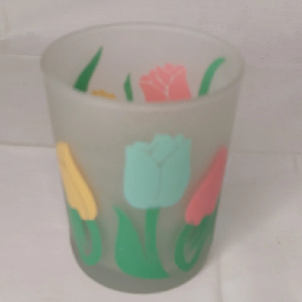 Vintage Floral Frosted Glass Candle Holder